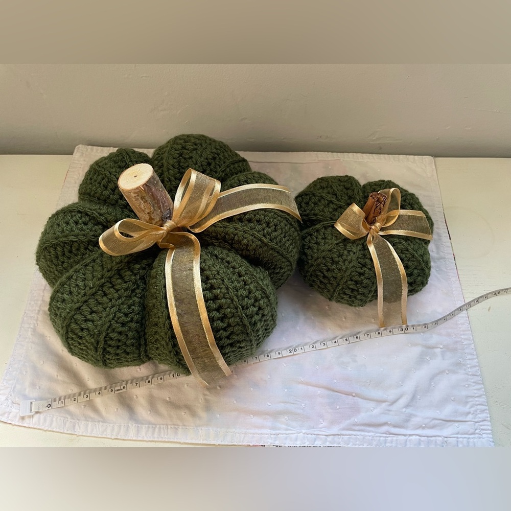 2Pumpkins/ crochet pumpkin/ thanksgiving decor/handmade/green olive pumpkins
NWT
